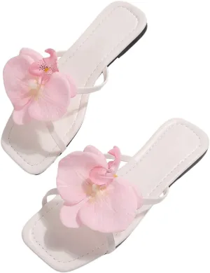 Verdusa Women's Flower Cross Strap Flat Sandals Summer Beach Slide Shoes