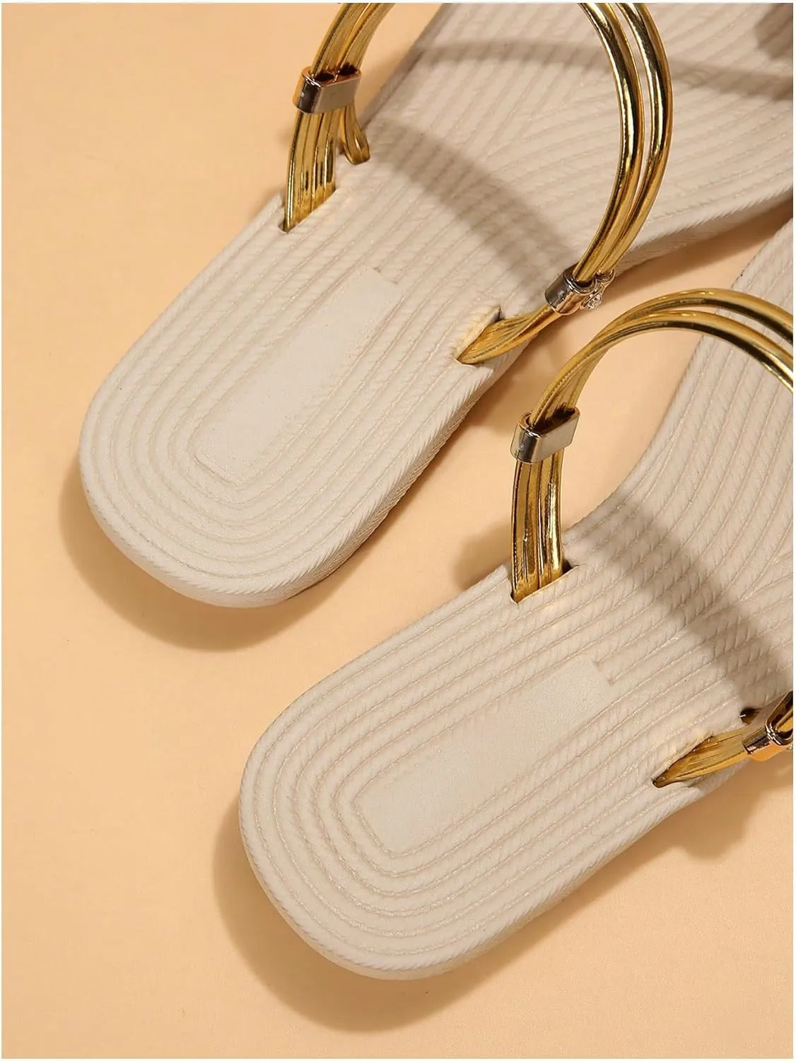 Verdusa Women's Metallic Strappy Thong Sandals Summer Beach Flat Flip Flops