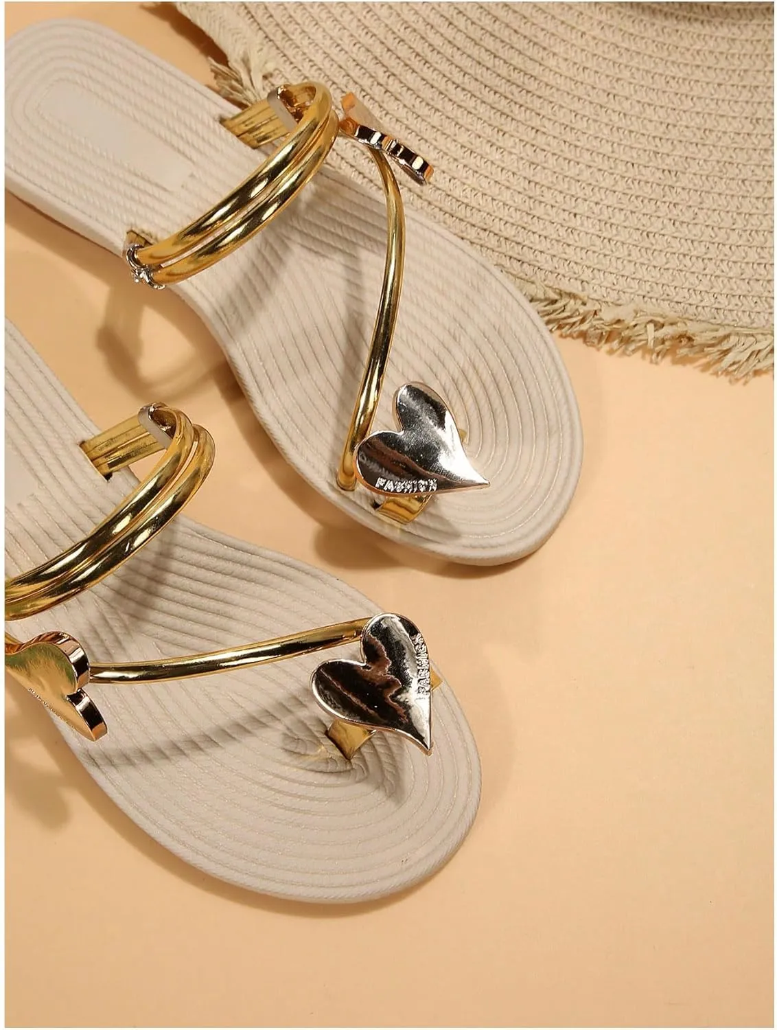 Verdusa Women's Metallic Strappy Thong Sandals Summer Beach Flat Flip Flops