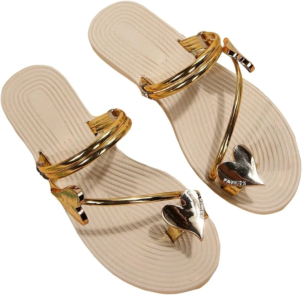 Verdusa Women's Metallic Strappy Thong Sandals Summer Beach Flat Flip Flops