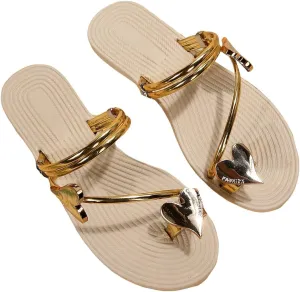 Verdusa Women's Metallic Strappy Thong Sandals Summer Beach Flat Flip Flops