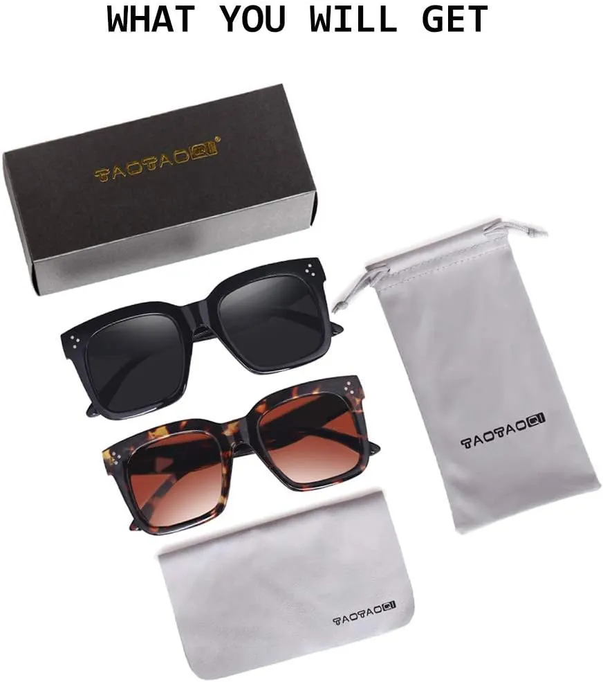 Vintage Women Oversized Sunglasses Designer Luxury Square Sun Glasses UV400 Protection Flat Lens