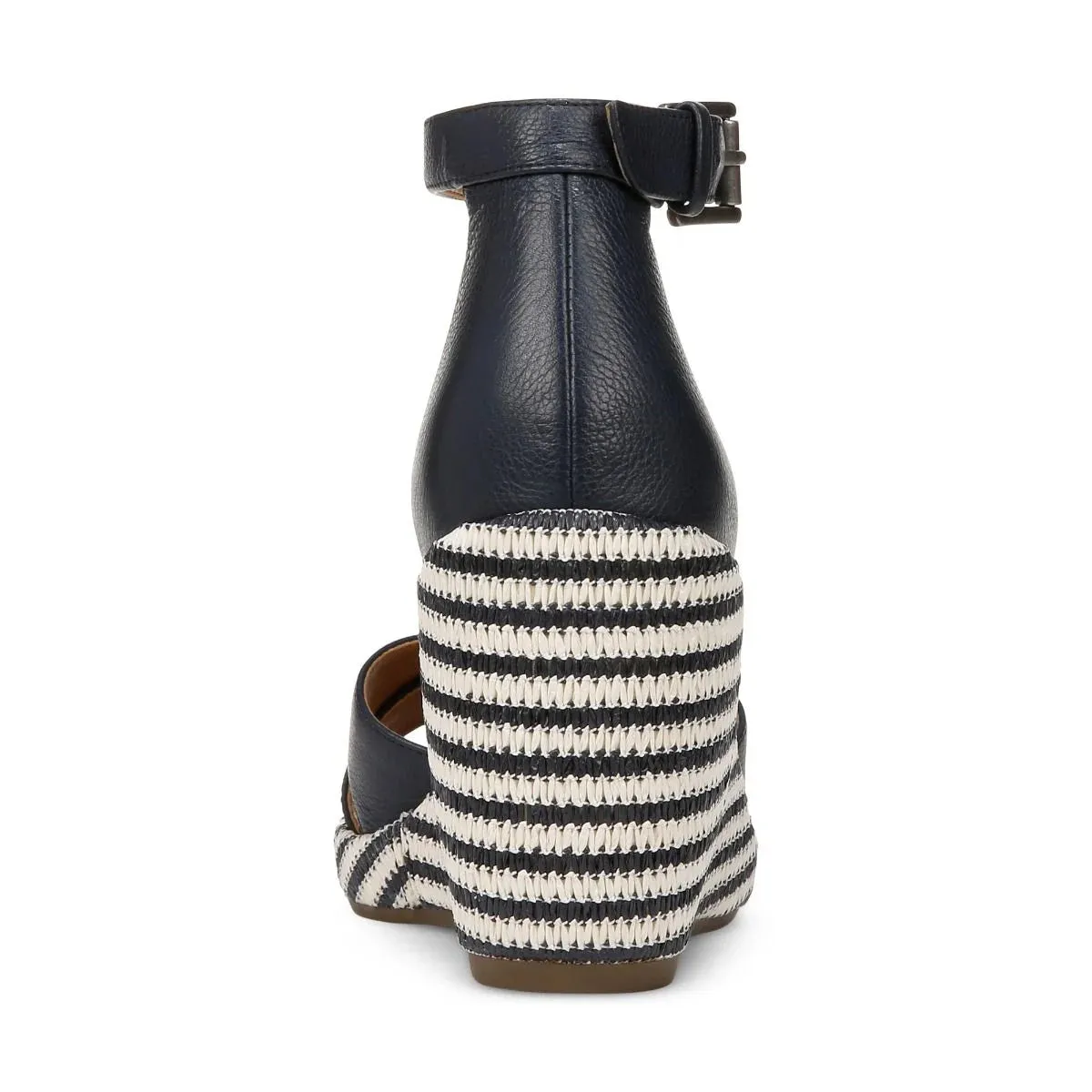 VIONIC MARINA NAVY LEATHER WEDGE SANDAL