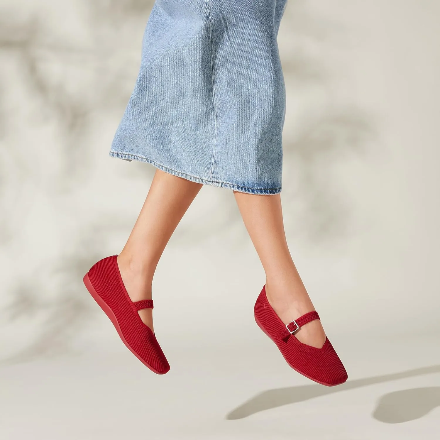 VIVAIA Margot Walker Mary Jane Women Flat Shoes Slip on Square-Toe Washable Shoes Comfortable for Work with Arch Support