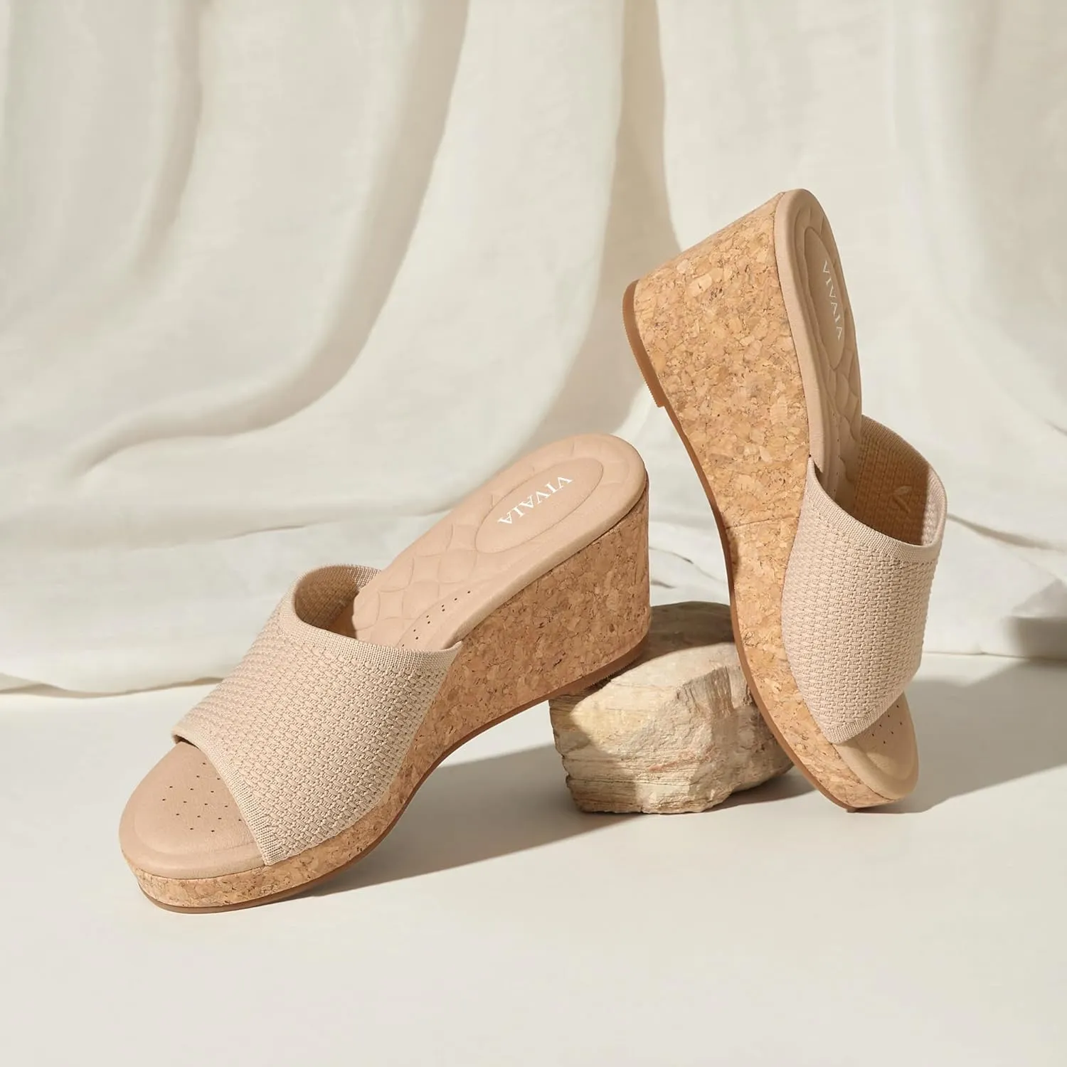 VIVAIA Stacey Pro Round-toe Wedge Sandals for Women Open Toe Sandals Comfy Casual Dressy Summer