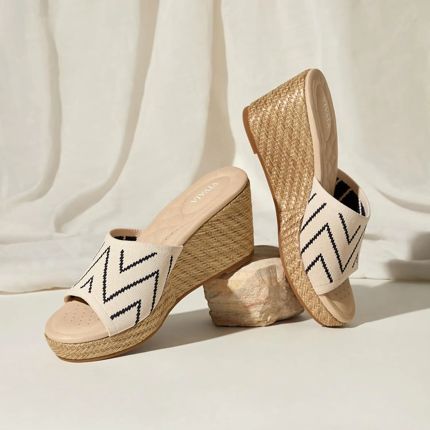 VIVAIA Stacey Pro Round-toe Wedge Sandals for Women Open Toe Sandals Comfy Casual Dressy Summer