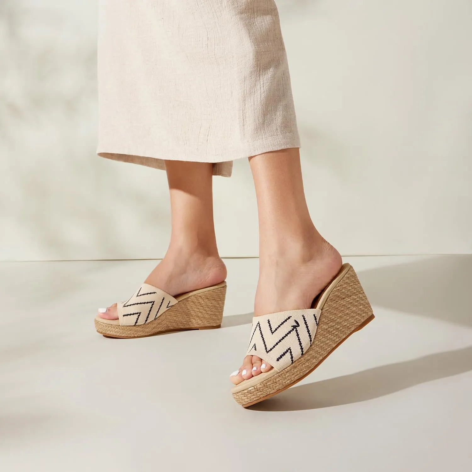 VIVAIA Stacey Pro Round-toe Wedge Sandals for Women Open Toe Sandals Comfy Casual Dressy Summer