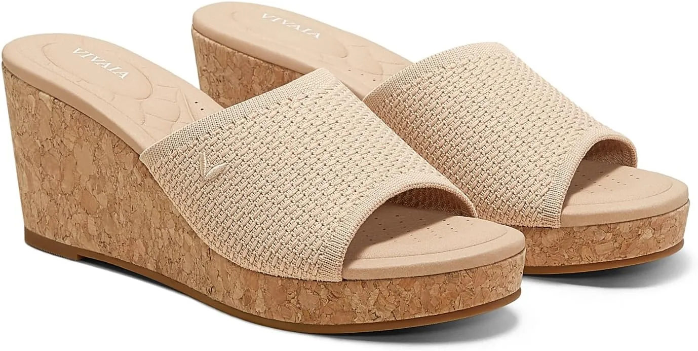 VIVAIA Stacey Pro Round-toe Wedge Sandals for Women Open Toe Sandals Comfy Casual Dressy Summer