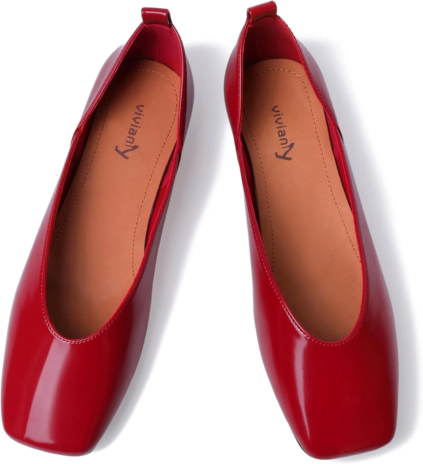vivianly Mary Jane Shoes for Women Ballet Flats Shoes Buckle Ankle Strap Square Toe Flat Leather Party Dating Flats