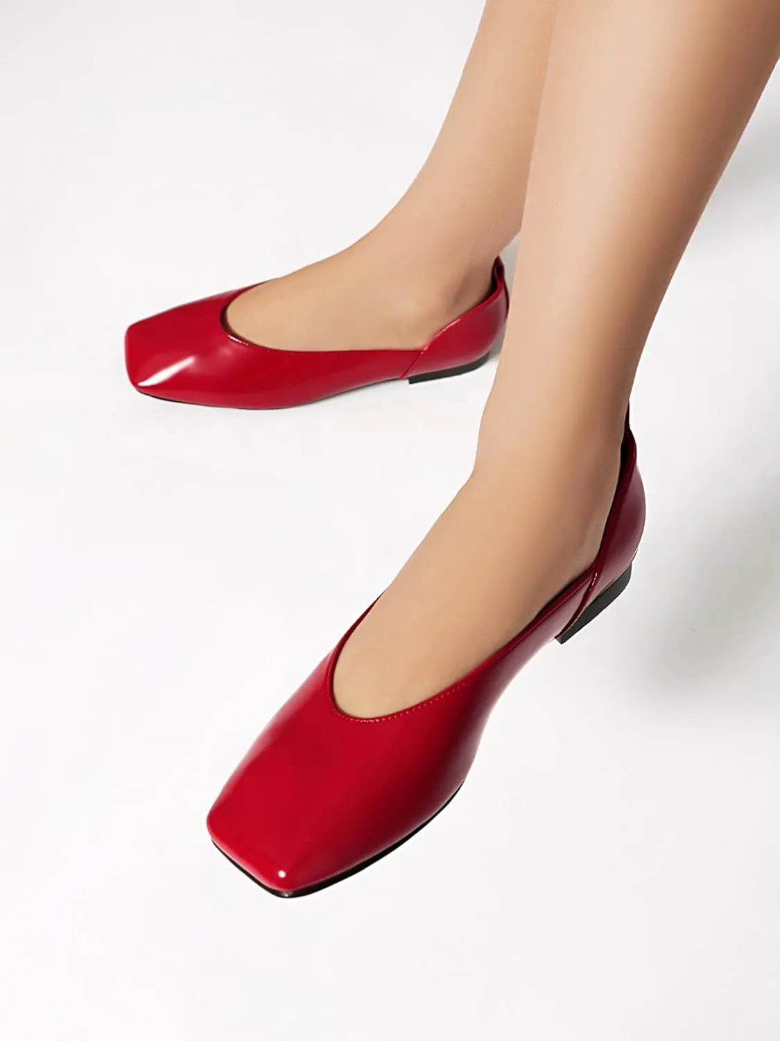 vivianly Mary Jane Shoes for Women Ballet Flats Shoes Buckle Ankle Strap Square Toe Flat Leather Party Dating Flats