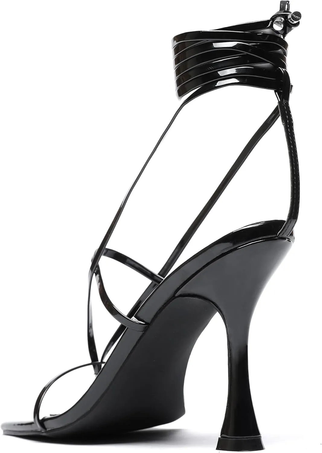 vivianly Women's Strappy Lace Up Thong Heels Sandals Square Open Toe Stiletto High Heel Wedding Dress Shoes