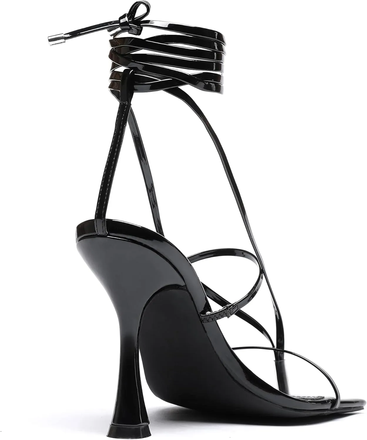 vivianly Women's Strappy Lace Up Thong Heels Sandals Square Open Toe Stiletto High Heel Wedding Dress Shoes