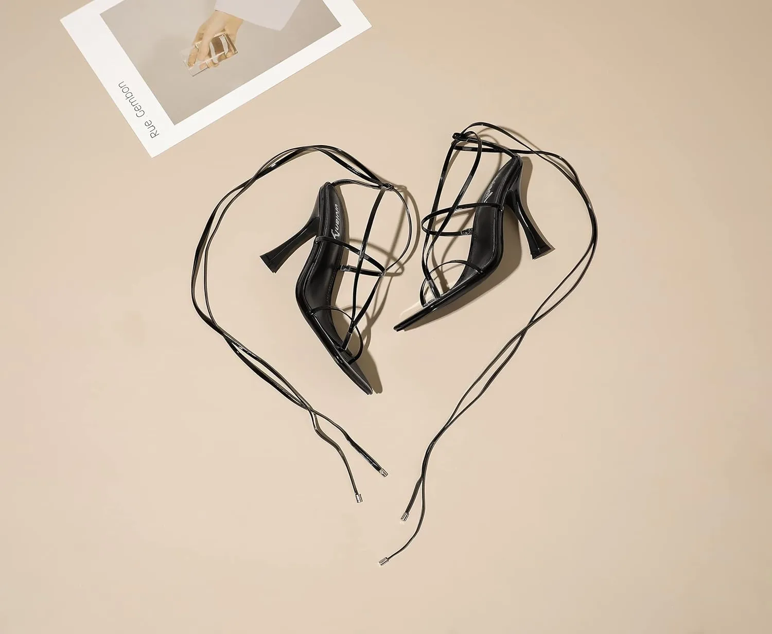 vivianly Women's Strappy Lace Up Thong Heels Sandals Square Open Toe Stiletto High Heel Wedding Dress Shoes