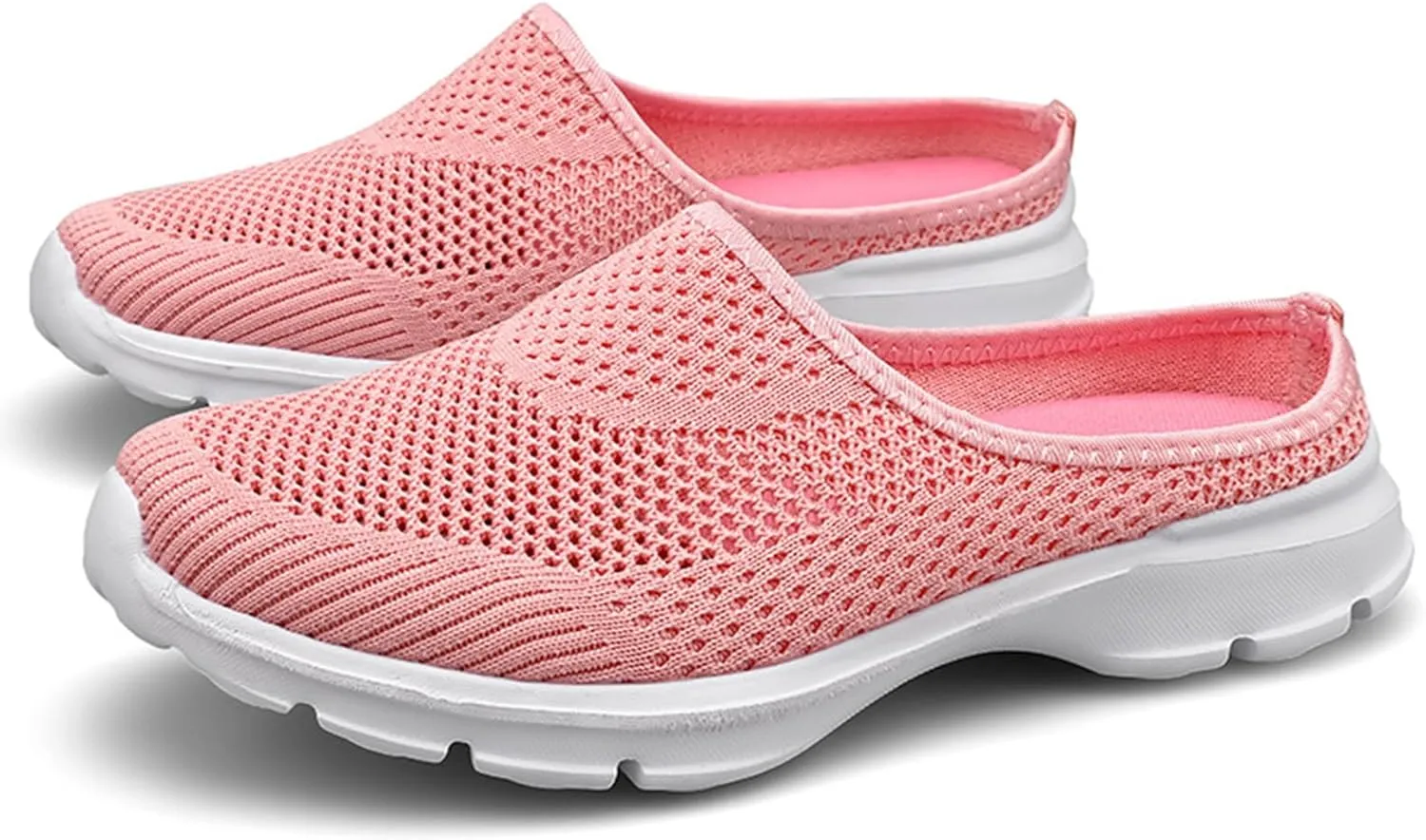 Walking Mules for Women Summer Breathable Mesh Hollow Out Closed Toe Open Back Slip On Sliipers Casual Lightweight Comfortable Outdoor Flats Shoes with Arch Support