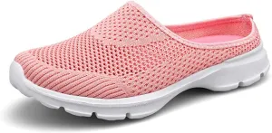Walking Mules for Women Summer Breathable Mesh Hollow Out Closed Toe Open Back Slip On Sliipers Casual Lightweight Comfortable Outdoor Flats Shoes with Arch Support
