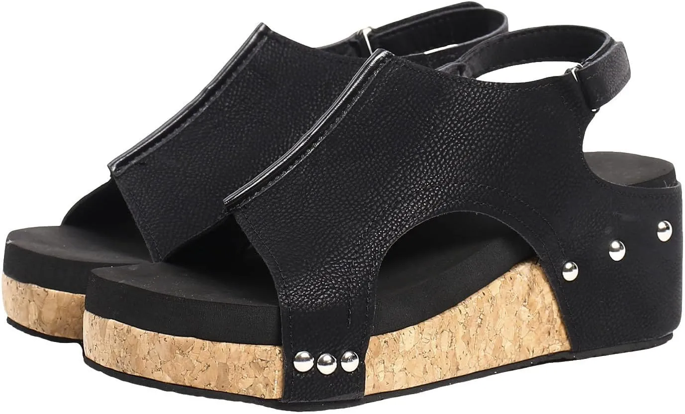 Wedge Sandals for Women 2025 Platform Sandals with Ankle Strap Open Toe Leather Espadrilles Wedge Heels Sandals Dressy Casual Boho Summer Beach Sandals Ladies Wedges