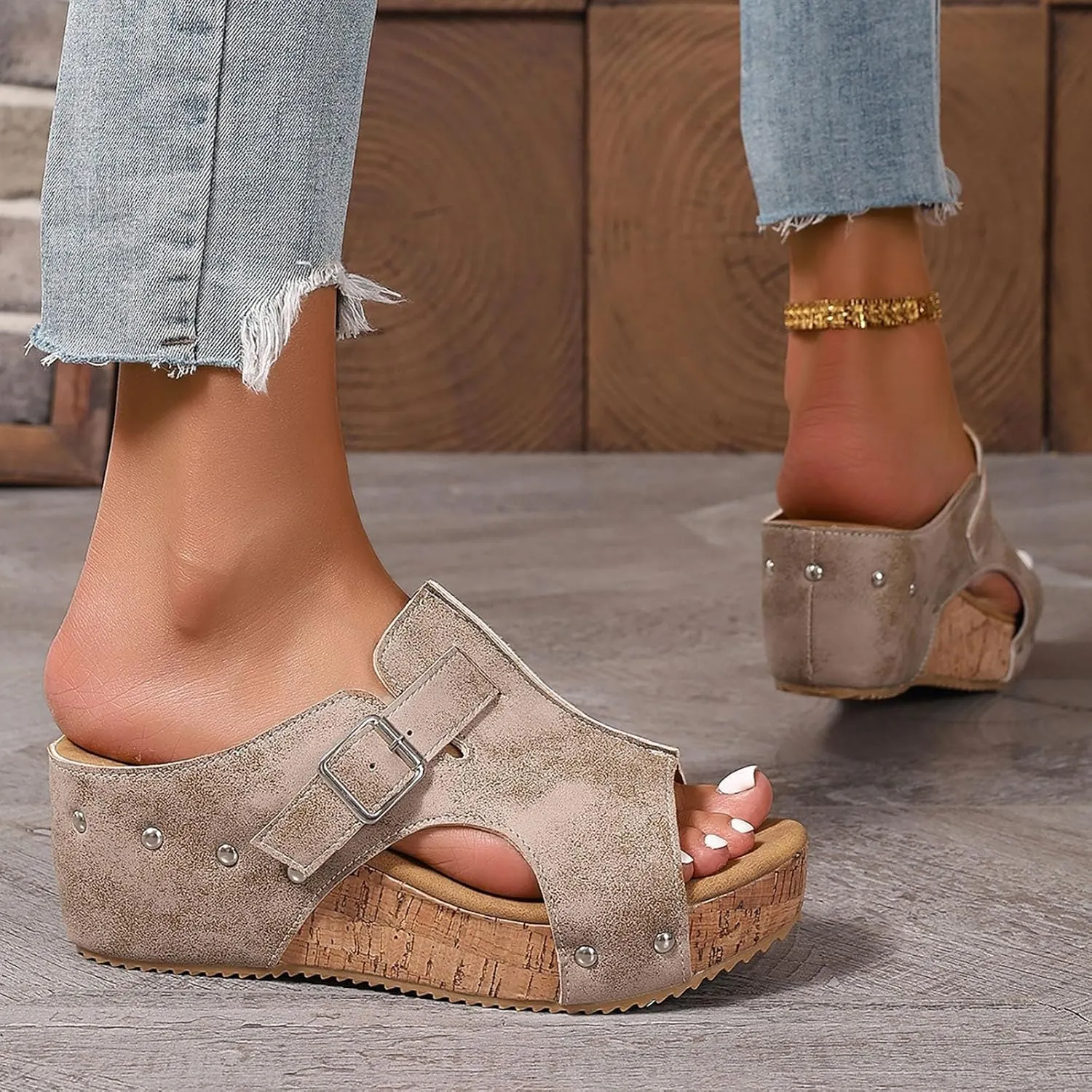 Wedge Sandals for Women 2025,Orthopedic Women's Platform Wedges Sandal Open Toe Dressy Summer Casual Boho Beach Sandals Slides Ladies Comfortable Low Heel Dress Cork Shoes for Daily Wear