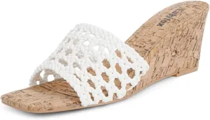 Wedge Sandals for Women Open Toe Wedge Heels Womens High Heel Sandal Square Toe Heeled Wedge Sandals Wood Grain Slip on Wedge Mules