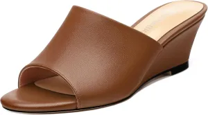 Wedge Sandals for Women Open Toe Wedge Heels Womens Matte High Heel Sandal Round Toe Heeled Wedge Sandals Slip on Casual shoes 2 inch