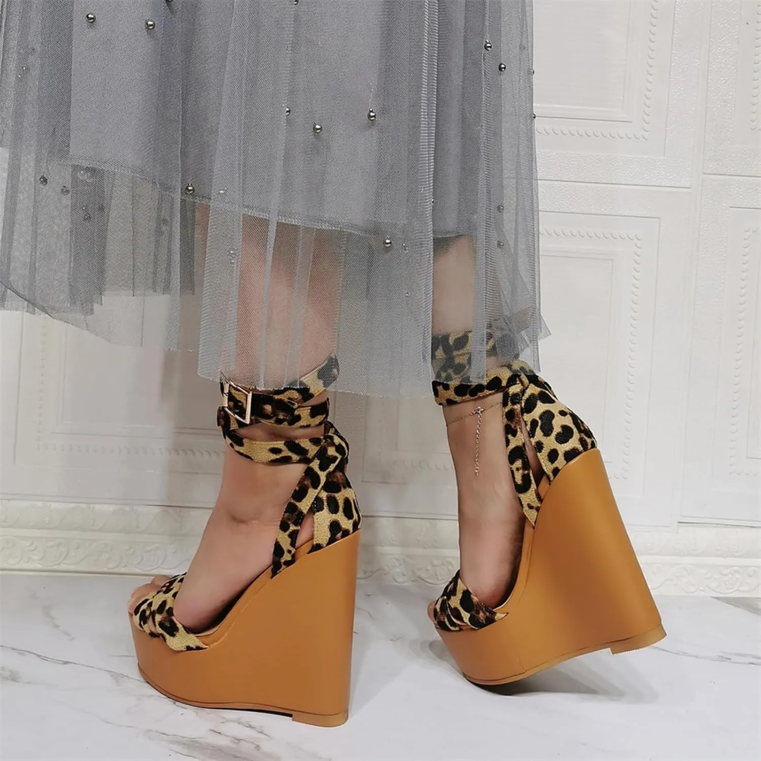 Wedge Sandals for Women | Plus Size High Heels | Unisex Styling for Drag/Cosplay | Nightclub Party Shoes | Comfort & Platform Design,Brown,36