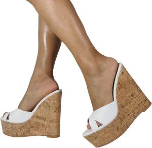 Wedge Sandals for Women | Plus Size High Heels | Unisex Styling for Drag/Cosplay | Nightlife & Beach Party Shoes | Comfort Platform Design,White,39