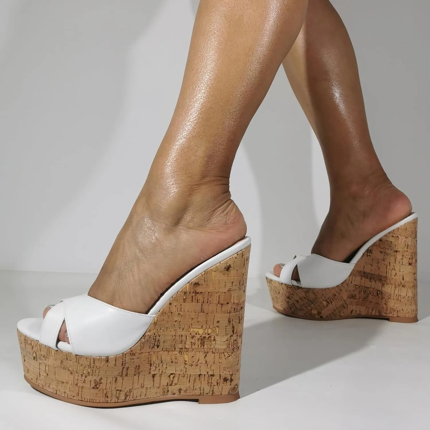 Wedge Sandals for Women | Plus Size High Heels | Unisex Styling for Drag/Cosplay | Nightlife & Beach Party Shoes | Comfort Platform Design,White,39