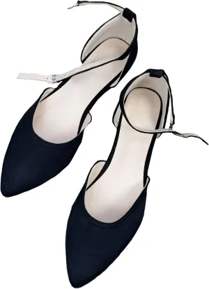 WENJIAZHIZHI Women Pointy Toe Ankle Buckle Flat Sandals Candy Color Comfortable Wedding Dressy Flats Shoes Big Size