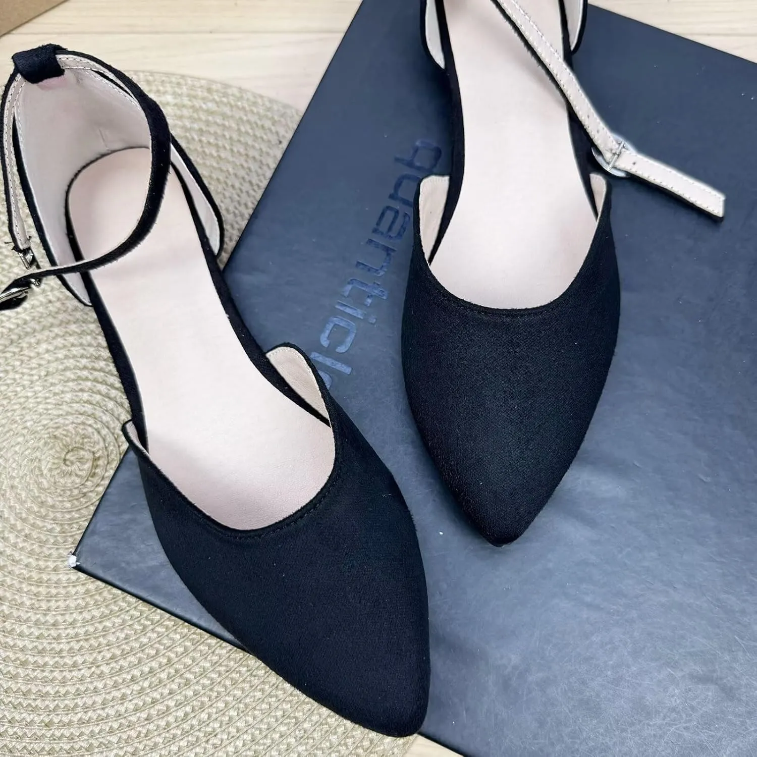 WENJIAZHIZHI Women Pointy Toe Ankle Buckle Flat Sandals Candy Color Comfortable Wedding Dressy Flats Shoes Big Size