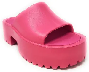 Wild Diva Goody-01 Womens High Platform Wedge Slides Sandals