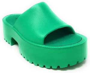 Wild Diva Goody-01 Womens High Platform Wedge Slides Sandals