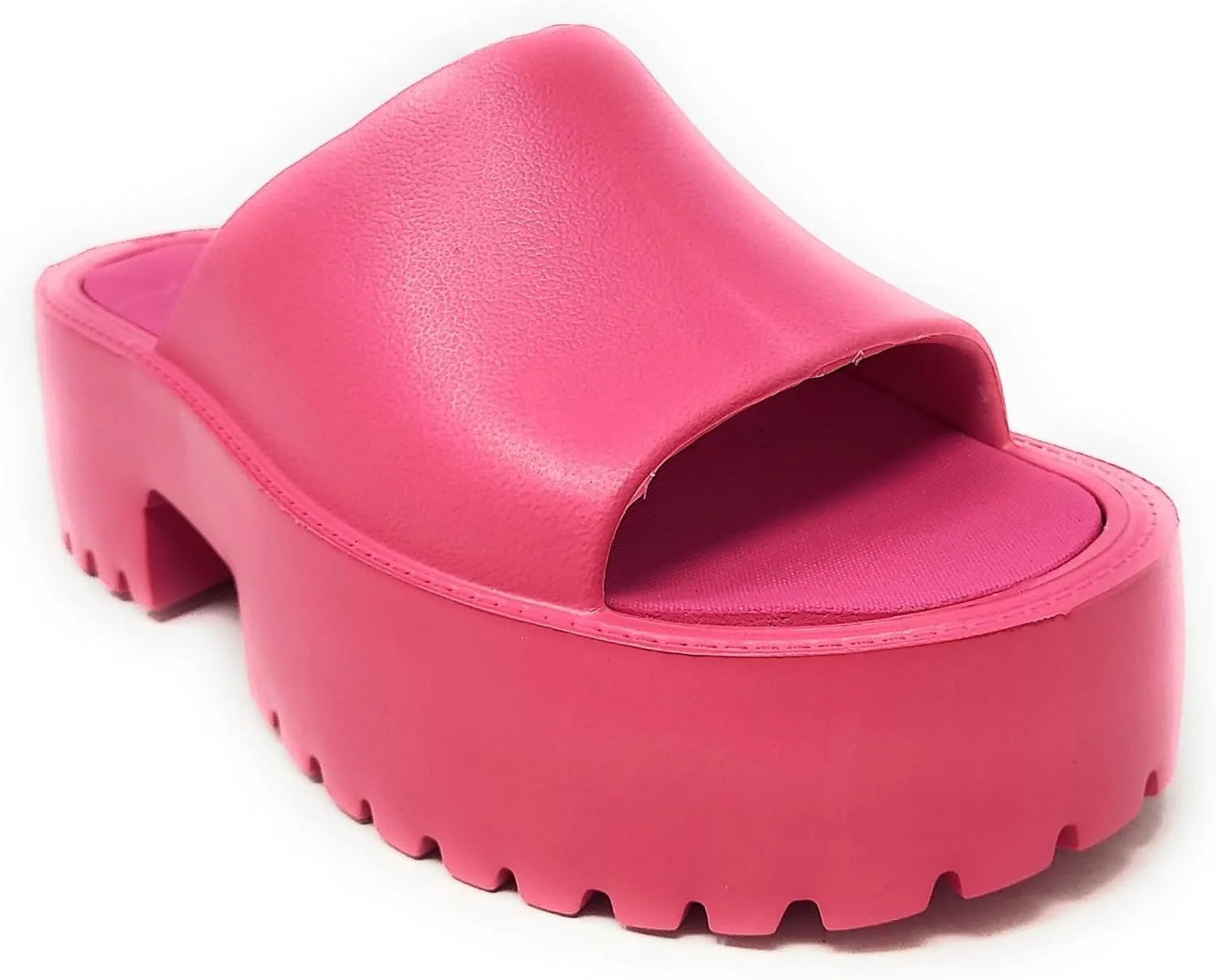Wild Diva Goody-01 Womens High Platform Wedge Slides Sandals