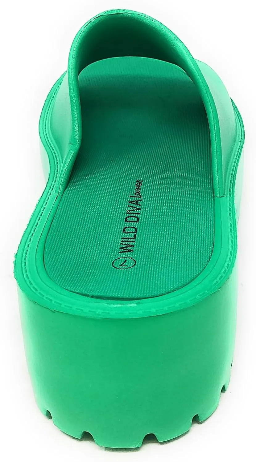 Wild Diva Goody-01 Womens High Platform Wedge Slides Sandals