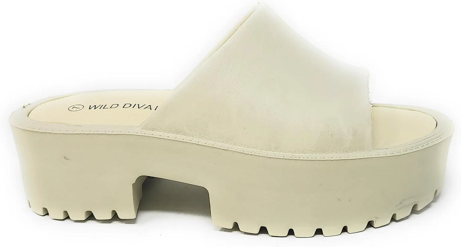 Wild Diva Goody-01 Womens High Platform Wedge Slides Sandals