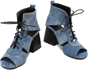 Women Heeled Sandals Peep Open Toe Ankle Boots Mid Chunky Block Heel Cutout Booties Sandals Zipper Lace Up Ankle Strap Dress Sandal Pumps Shoes Suede Crocodile Snakeskin Chic Size 4-15 M US