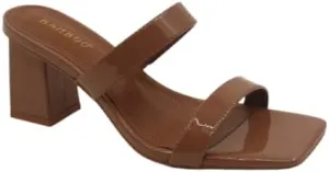 Women Square Toe Double Band Low Block Heel Sandals By Bamoo
