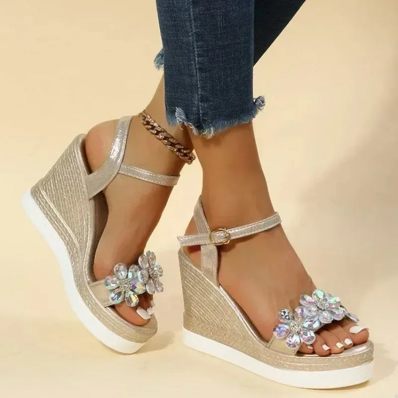 Women Summer Wedge Heel Sandals Platform Sandals Strap Open Toe Chunky
