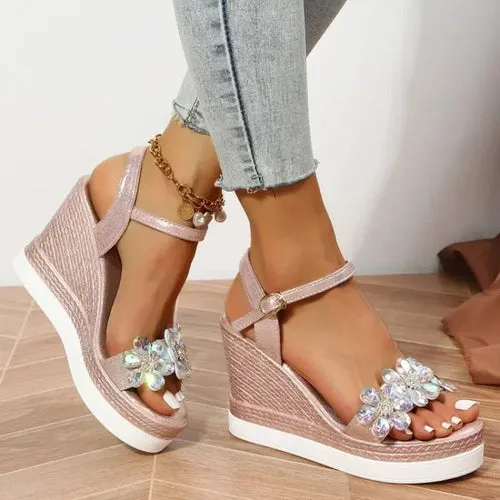 Women Summer Wedge Heel Sandals Platform Sandals Strap Open Toe Chunky