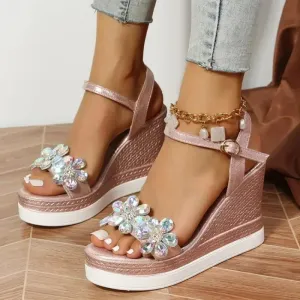 Women Summer Wedge Heel Sandals Platform Sandals Strap Open Toe Chunky