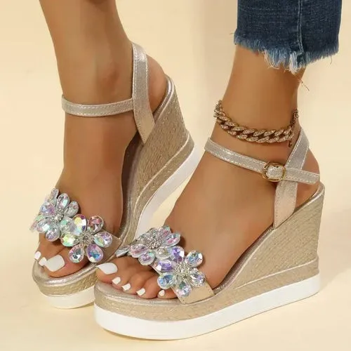 Women Summer Wedge Heel Sandals Platform Sandals Strap Open Toe Chunky