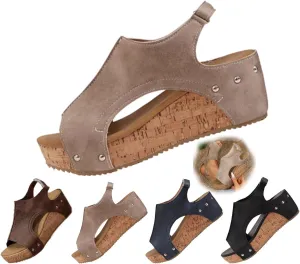 Women's Fashion-Forward Platform Wedges Orthopedic Arch Support Sandals with Cork Heels Slip-On Vacation Shoes for Beach/Resort, Wedding & Casual Wea