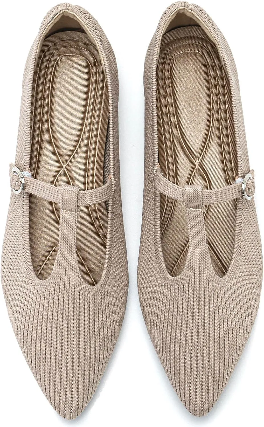 Women's Flats Shoes Comfortable Slip On Shoes Classic Dressy Pointed Toe Bow Knit Ballet Flat