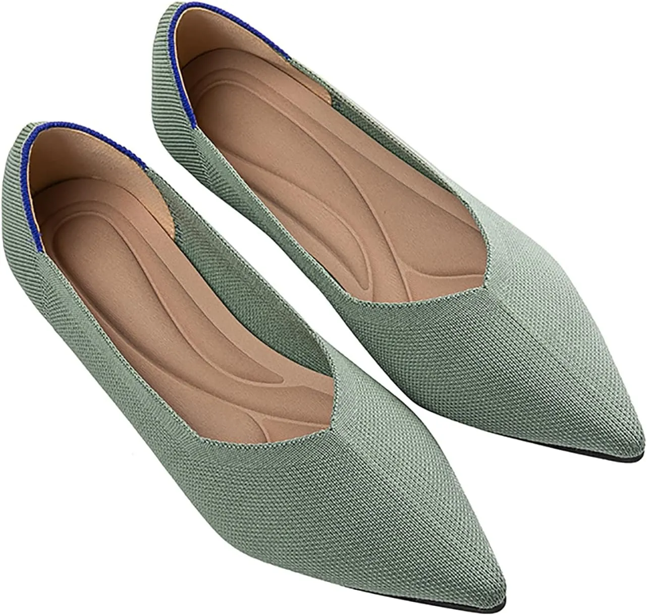 Women's Flats Shoes Pointed Toe Knit Ballet Comfortable Dressy Slip On Flat Classic Ballet Office Work Shoes