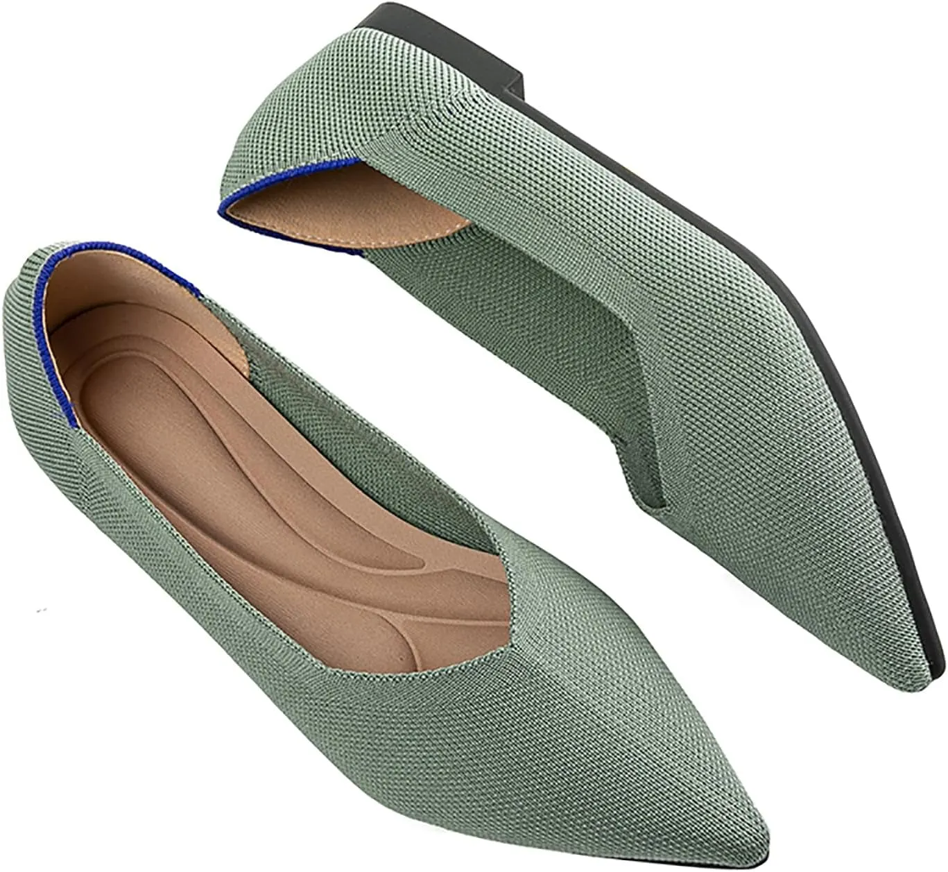Women's Flats Shoes Pointed Toe Knit Ballet Comfortable Dressy Slip On Flat Classic Ballet Office Work Shoes