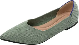 Women's Flats Shoes Pointed Toe Knit Ballet Comfortable Dressy Slip On Flat Classic Ballet Office Work Shoes