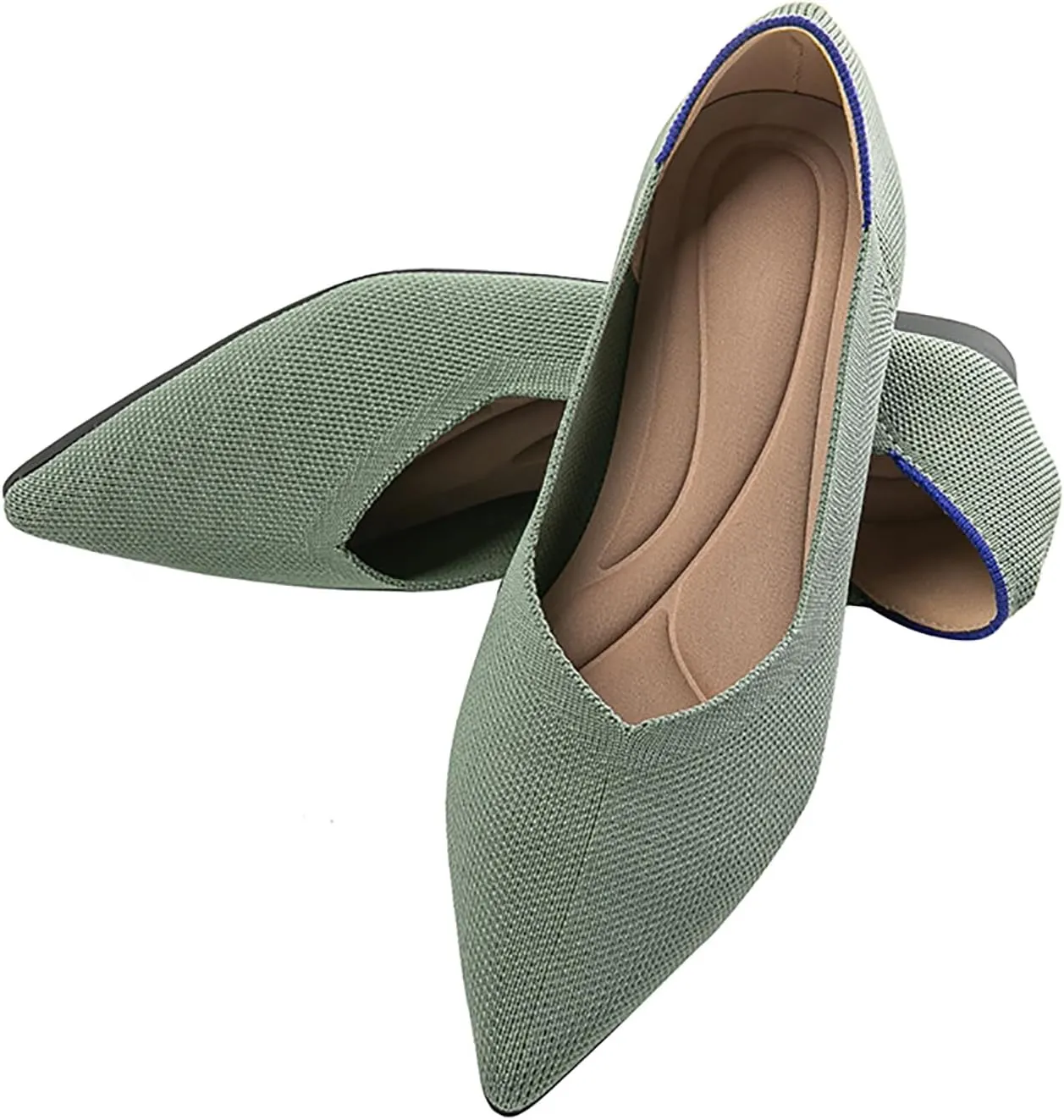 Women's Flats Shoes Pointed Toe Knit Ballet Comfortable Dressy Slip On Flat Classic Ballet Office Work Shoes