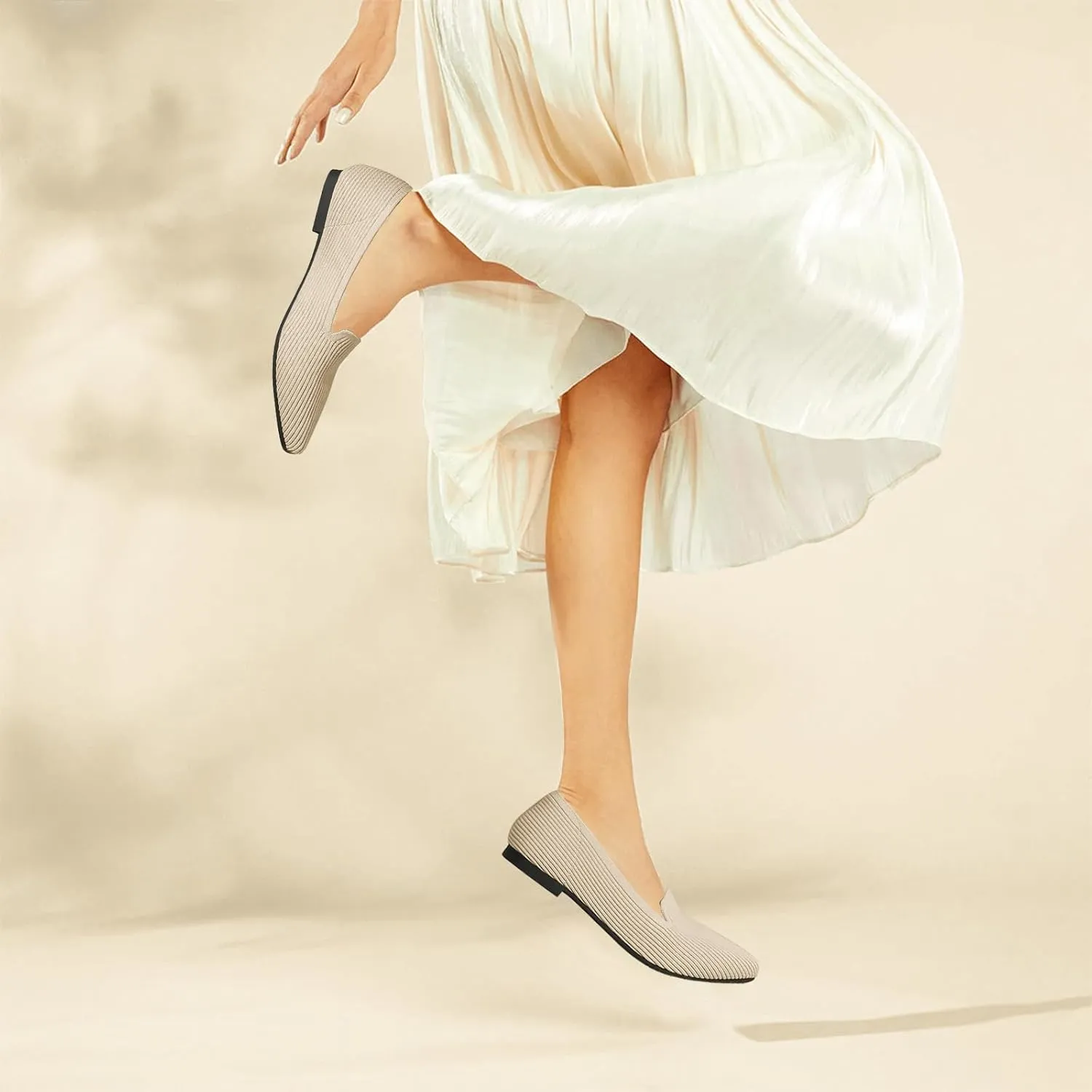 Women's Flats Shoes Pointed Toe Knit Washable Ballet Comfortable Dressy Work Flat