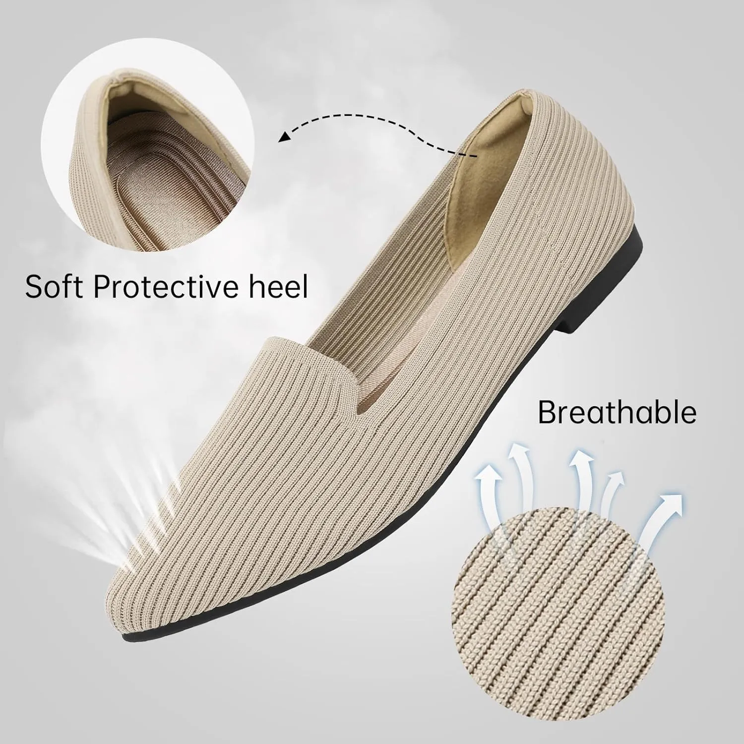 Women's Flats Shoes Pointed Toe Knit Washable Ballet Comfortable Dressy Work Flat