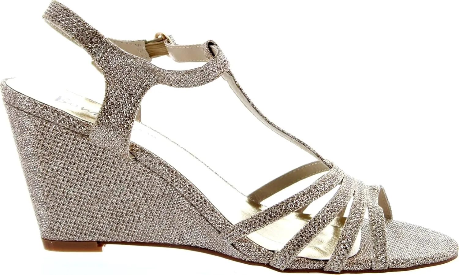Womens Flosa-1 Glitter T Strap Wedge Dress Sandals