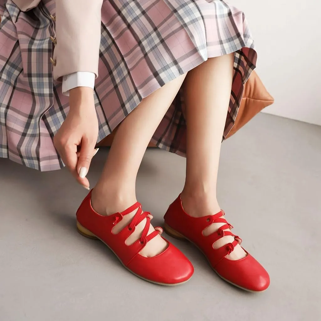 Women's Girls Mary Janes Ballet Flats Round Toe Comfort Elastic Slip On Ballerina Dress Walking Shoes