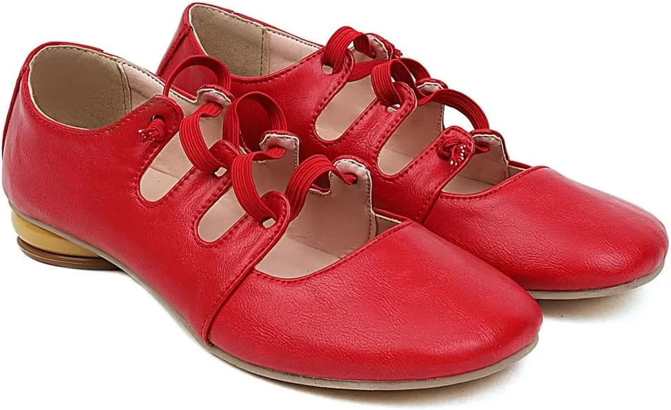 Women's Girls Mary Janes Ballet Flats Round Toe Comfort Elastic Slip On Ballerina Dress Walking Shoes